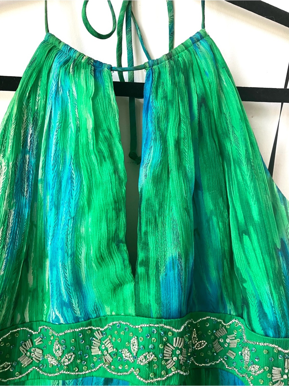 Laundry By Shelli Segal Green and Blue Halter Dress - Picture 2 of 6